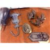 Image 8 : Decorative Hardware, Glass Jars, Wire Basket, and Kitchen Items