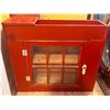 Image 1 : Red Painted Wood Wall Cabinet with Glass Door