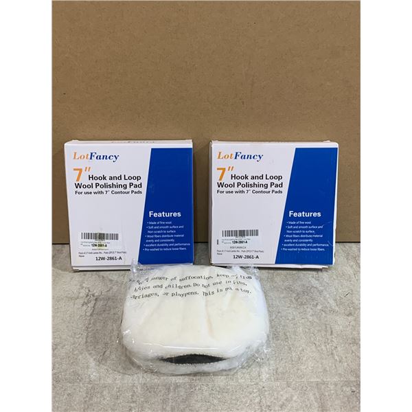 Lot Of 2 LotFancy 7" Hook & Loop Wool Polishing Pads