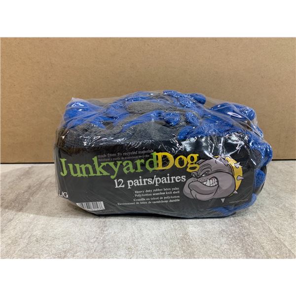 JunkyardDog 12 Pairs Of Heavy Duty Rubber Latex Palm Gloves - Large