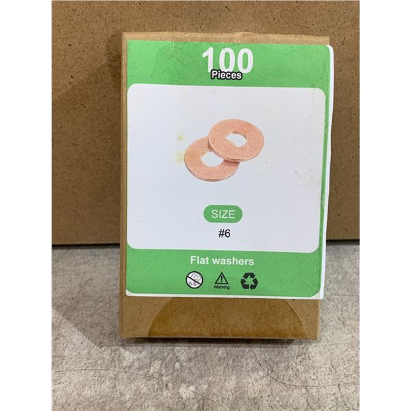 100 PCS - Size #6 Flat Washers
