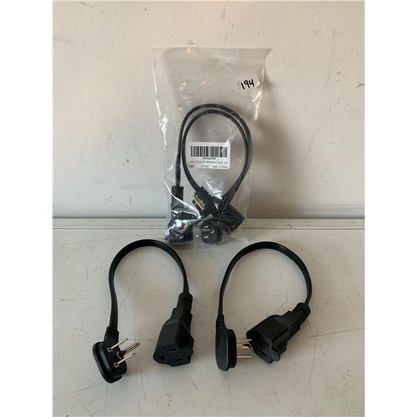 Lot Of 2 Flat Plug 1FT Extension Cords