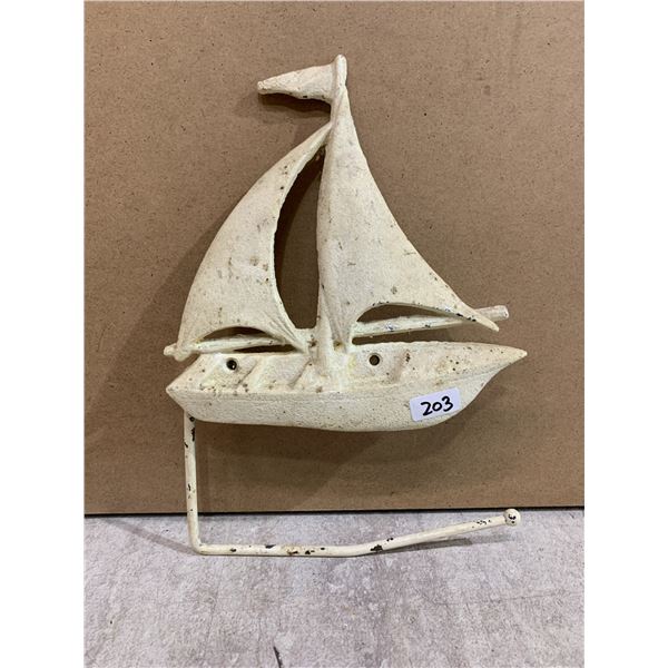 Vintage Cast Iron Sailboat - Also Functions As TP Holder