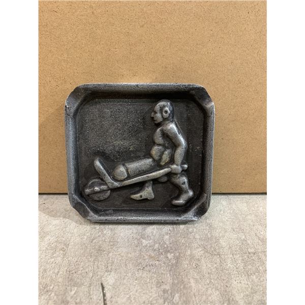 Metal Dick On A Wheelbarrow Ashtray