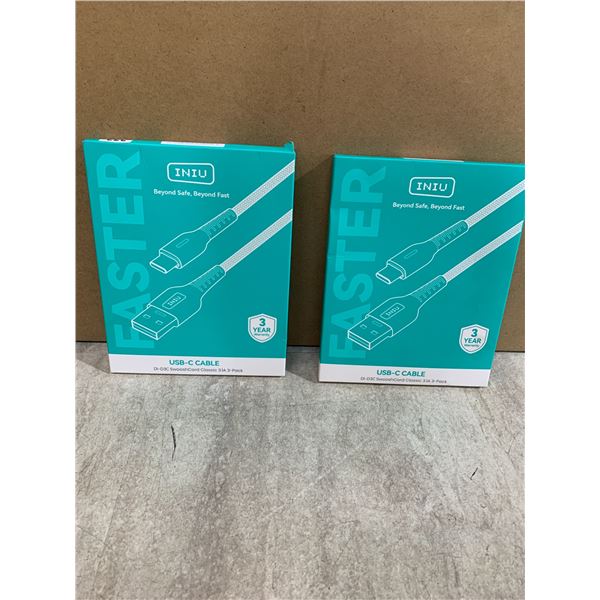 Lot Of 2 INIU USB-C Cable DI-D3C SwooshCord Classic 3.1A 3-Packs