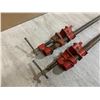 Image 2 : Vintage Pipe Clamps With Red Cast Iron Fixtures & Adjustable Threaded Jaws