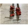 Image 5 : Vintage Pipe Clamps With Red Cast Iron Fixtures & Adjustable Threaded Jaws