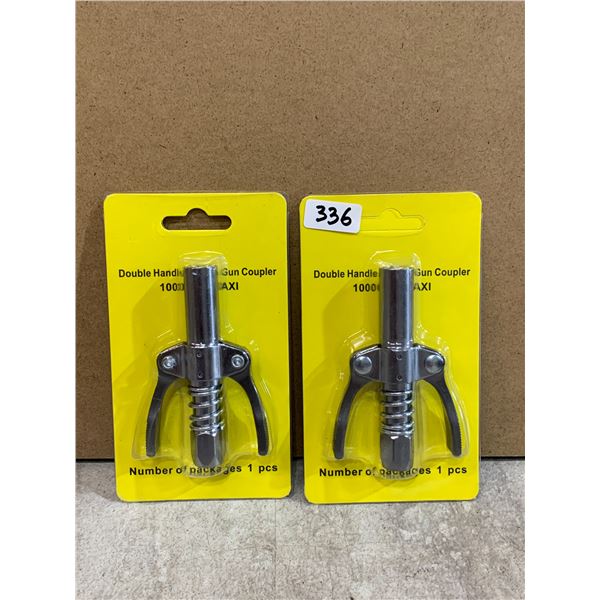 Lot Of 2 Double Handle Grease Gun Couplers - 10000 PSI MAXI