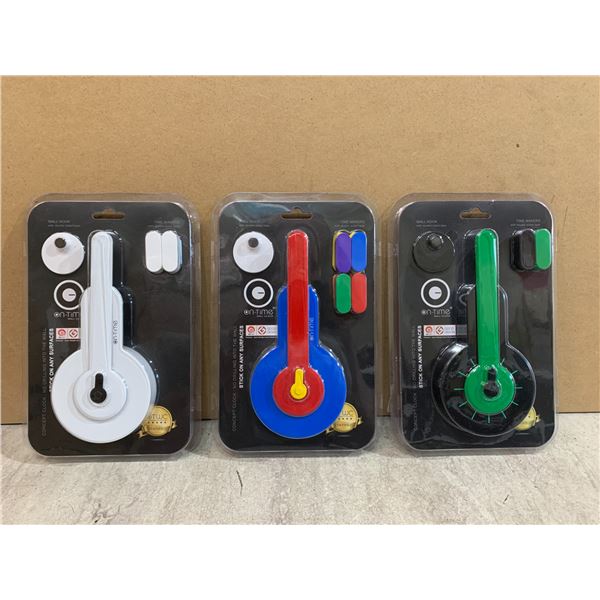 Lot Of 3 On Time Wall Clocks - Includes Wall Hook With Double Sided Tape & Time Makers With Double S
