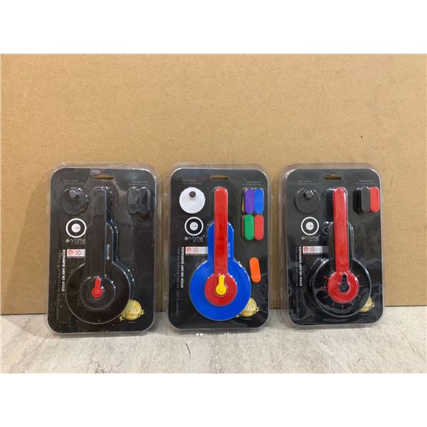 Lot Of 3 On Time Wall Clocks - Includes Wall Hook With Double Sided Tape & Time Makers With Double S