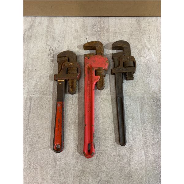 Lot Of 3 Heavy Duty Pipe Wrenches