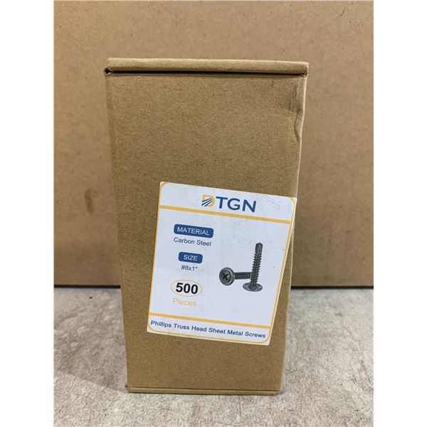 TGN Carbon Steel - Size #8x1in - 500 PCS - Phillips Truss Head Sheet Metal Screws