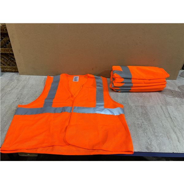 Lot Of 10 High Visibility Orange Mesh Safety Vest - Size S/M