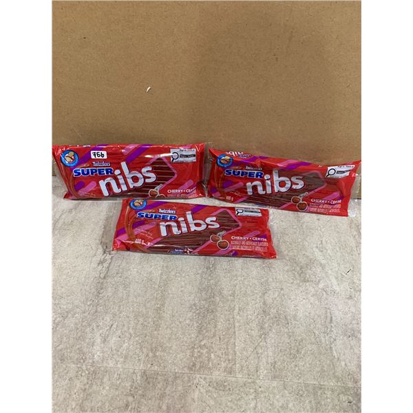 Lot Of 3 Packs Of Twizzlers Super Nibs - Cherry