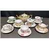 Image 1 : Sadler Teapot and Assorted English Bone China Tea Cups with Saucers