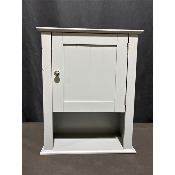 Wall-Mounted Grey Wooden Cabinet With Single Door