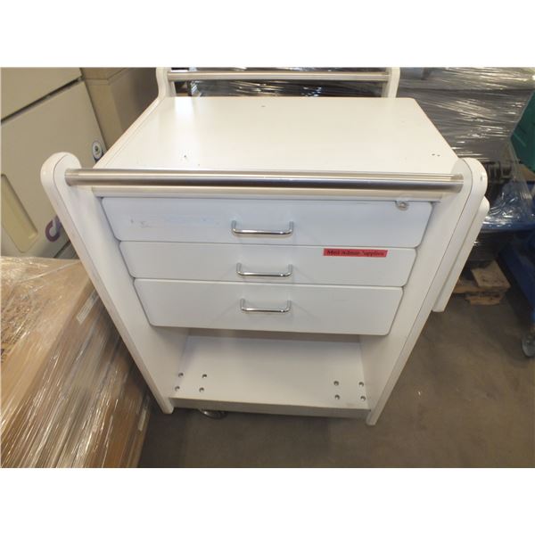 3 Drawer Wooden Storage Cart On Wheels