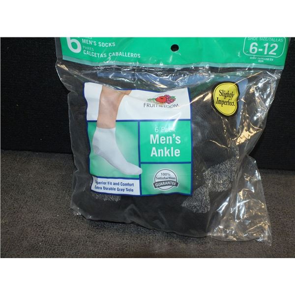 1 Pack Of 6 Men's Black Ankle Socks