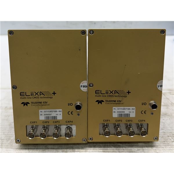 (2) Eliixa #EV71YC4MCP1605-BA2 Machine Vision Line Cameras w/Moritex #ML-13530-05-EXR-Y70Y74 Lens