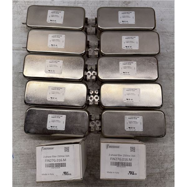 Lot of (12) Schaffner & Enerdoor Filters 10-#FN2070-10-06 & 2-#FIN27G.016.M