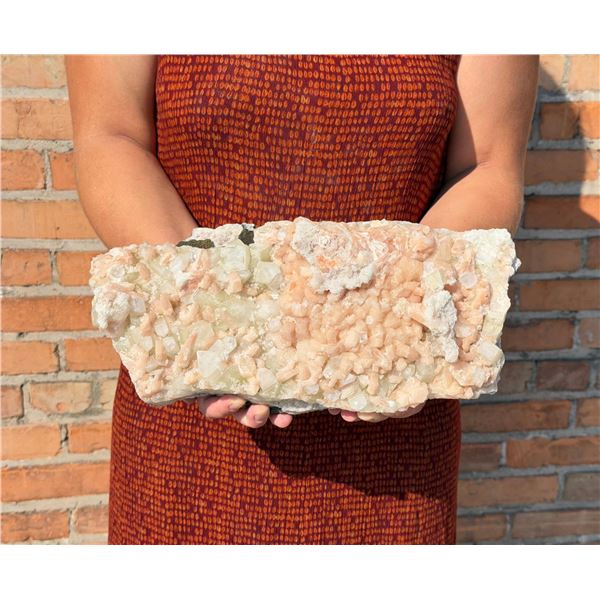 Peach Stilbite and Apophyllite Mineral Specimen