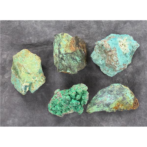 Collection of Malachite Mineral Specimens