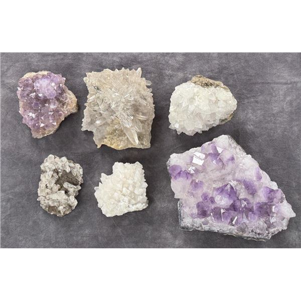 Collection of Calcite & Amethyst Mineral Specimens