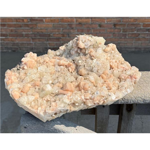 Peach Stilbite and Apophyllite Mineral Specimen