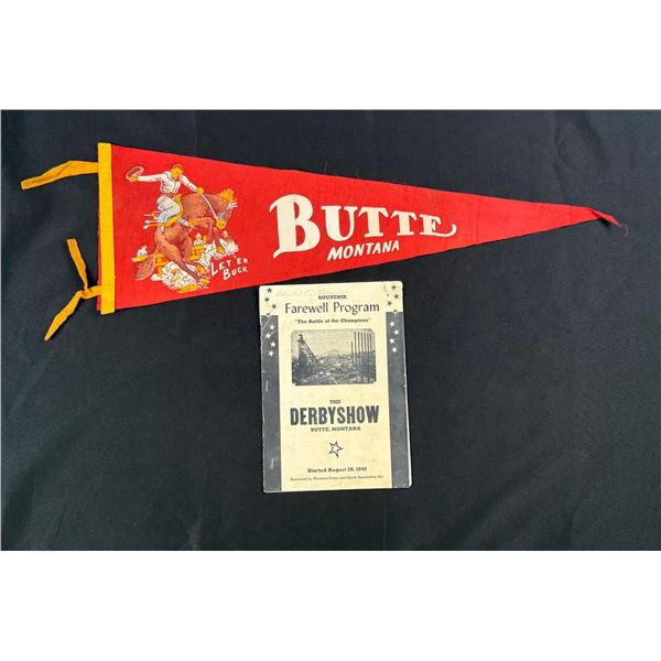 Butte Montana Rodeo Pennant and Program