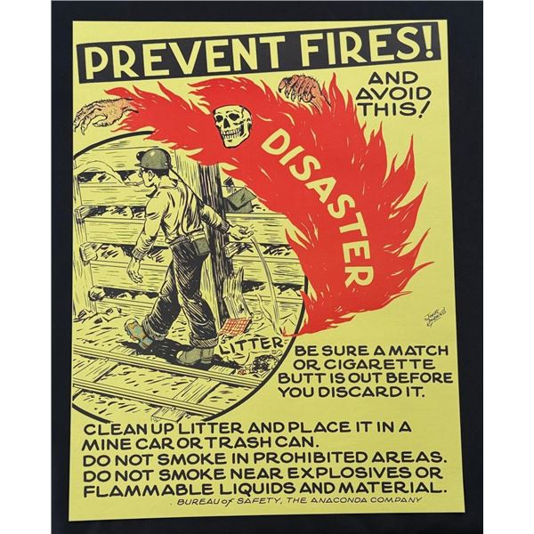 Anaconda Copper Butte Montana Prevent Fires Poster
