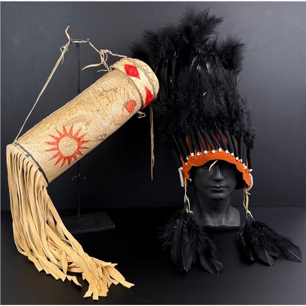 Montana Blackfoot Indian Parfleche Bonnet Case