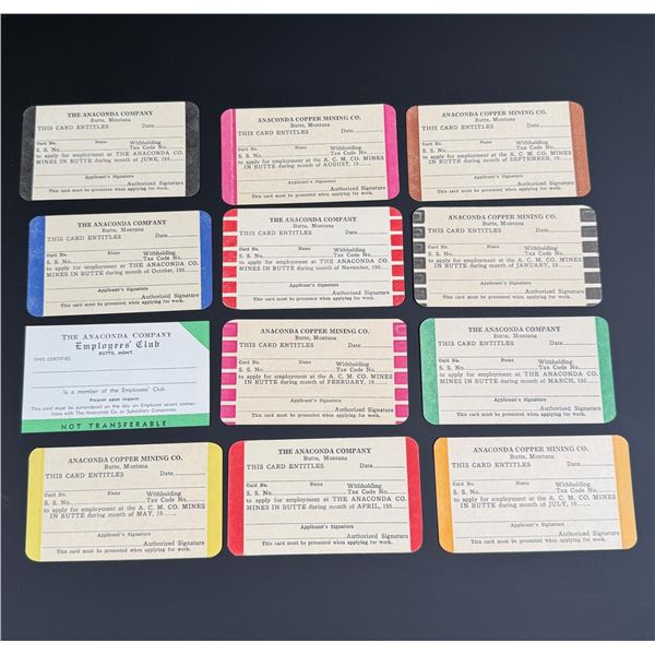 Anaconda Copper Mining Company Employee Cards