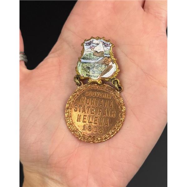 Souvenir Montana State Fair Helena 1905 Badge Pin