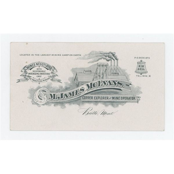 Butte Montana Copper Miners Business Card