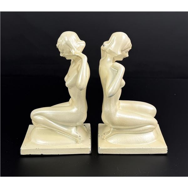 Bronzart Art Deco Kneeling Nude Bookends