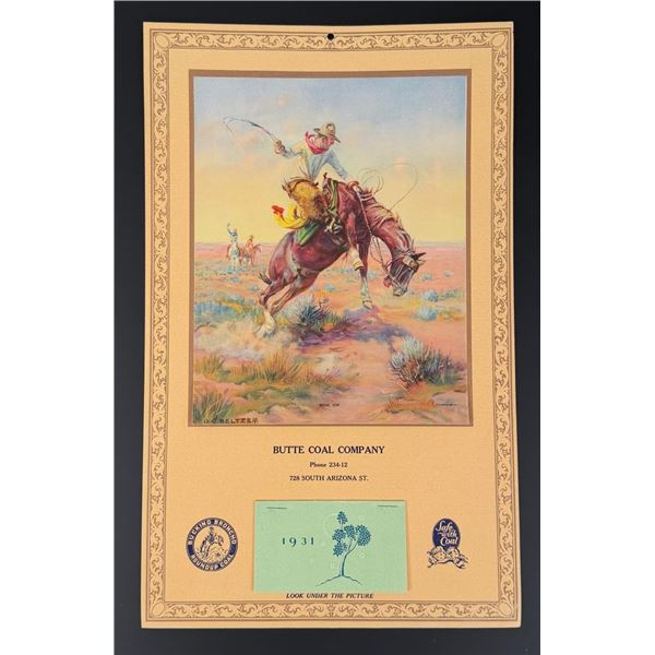 1931 Butte Coal Company Montana Calendar