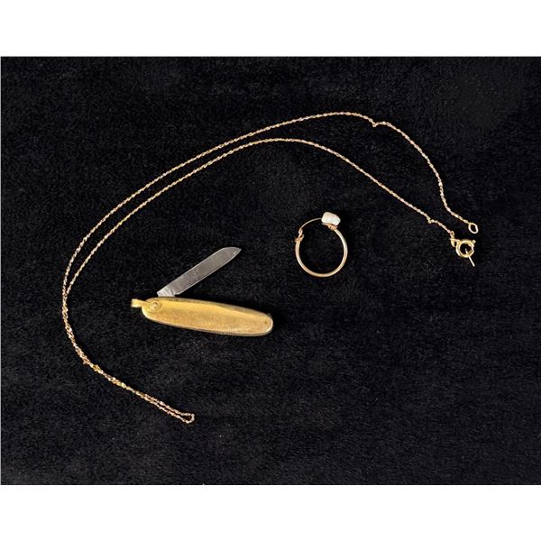 Collection of Gold Filled Jewelry and Pocket Knife