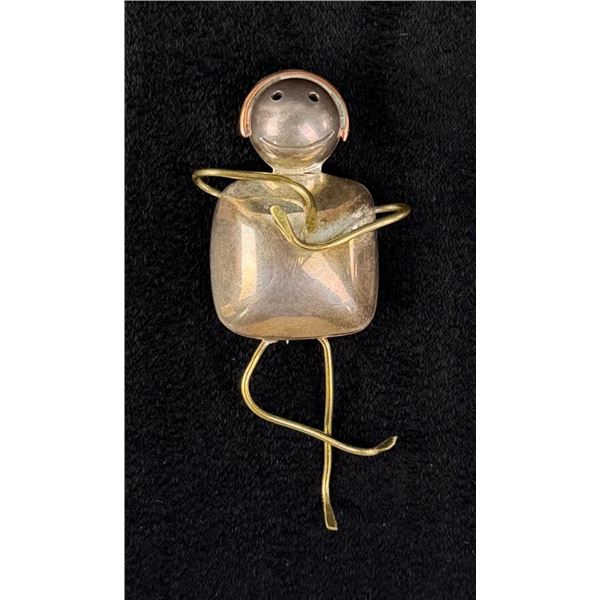 Sterling Silver Taxco Mexico Abstract Human Brooch