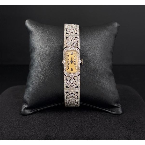 Reynolds Art Deco 18k Gold & Diamond Watch