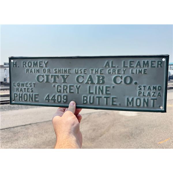 City Cab Co Grey Line Butte Montana Sign