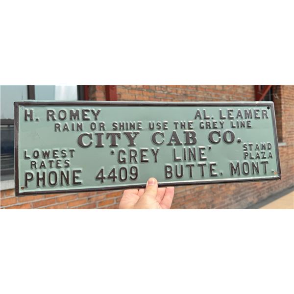 City Cab Co Grey Line Butte Montana Sign