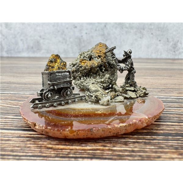 Miner Mining Agate Geode Pyrite Paperweight
