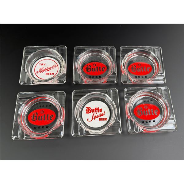 Butte Highlander Montana Beer Glass Ashtrays