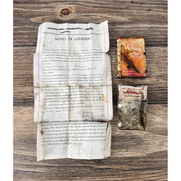 Notice of Location Montana Mining Claim Document