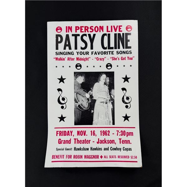 1962 Patsy Cline Jackson Tennessee Concert Poster