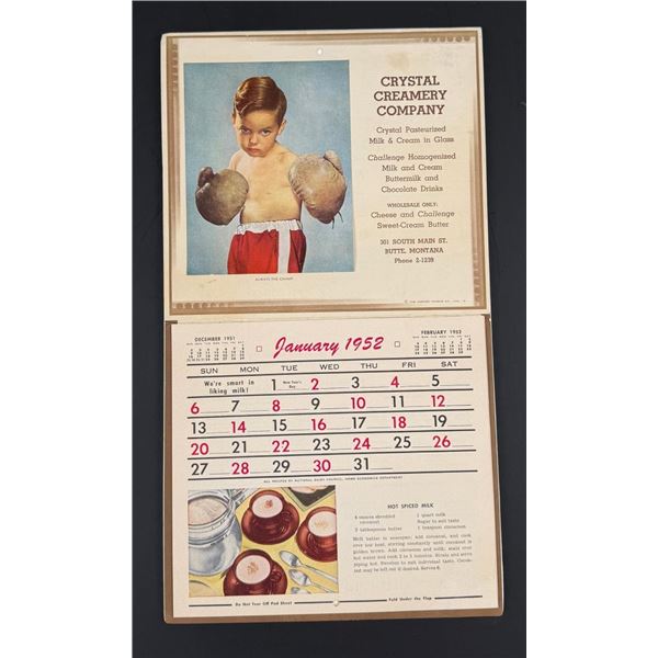 1952 Butte Montana Crystal Creamery Calendar