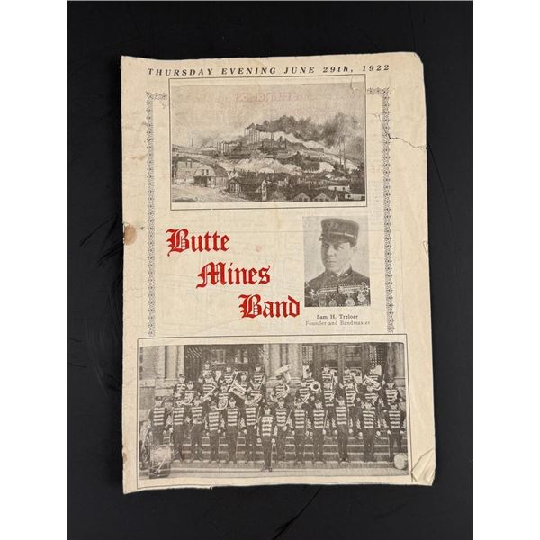1922 Butte Montana Mines Band Program