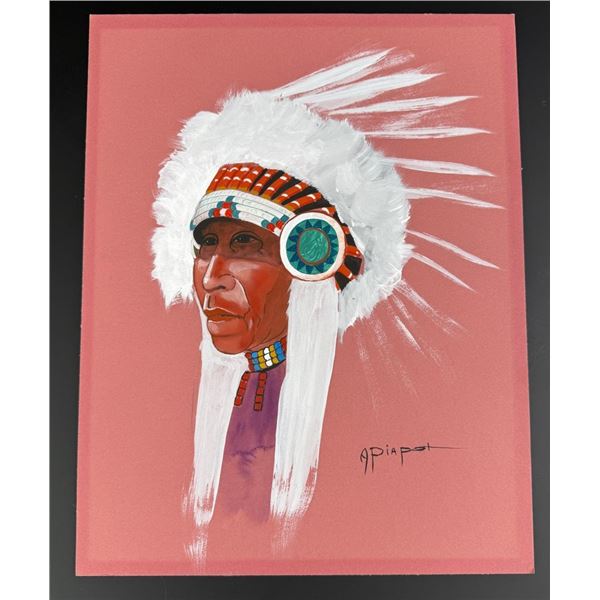 Algie Piapot Gouache Indian Painting