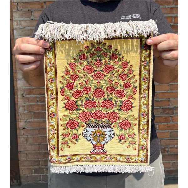 Qom Qum Silk Persian Oriental Prayer Rug