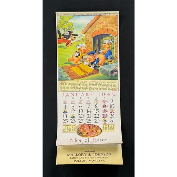 1942 Polson Montana Morrell's Walt Disney Calendar